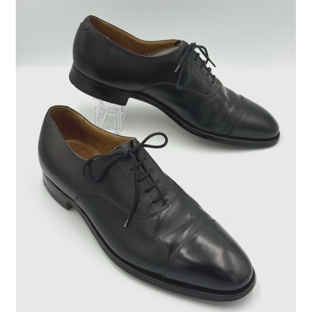 Shipton & Heneage Mens Black Leather Cap Toe Brogue Oxfords Size 8E